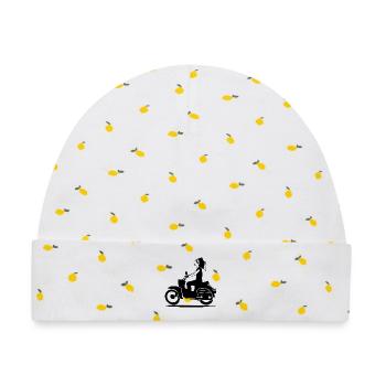 DELNJOSERBOWKA - MOPED - Baby Premium Organic Mütze - Weiß/Zitronengelb - Vorne
