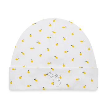 Karte von Michigan - Baby Premium Organic Mütze - Weiß/Zitronengelb - Vorne