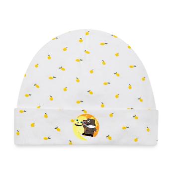 Pixel P.I. Moon Chase - Baby Premium Organic Mütze - Weiß/Zitronengelb - Vorne