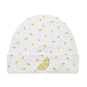 Lime Slice Minimalistische Limette - Baby Premium Organic Mütze - Weiß/Zitronengelb - Vorne