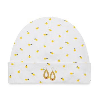 Boho-Tropfengold-Ohrringe - Baby Premium Organic Mütze - Weiß/Zitronengelb - Vorne