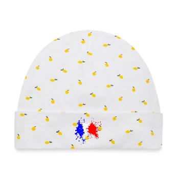 Frankreich Flagge Splash - Baby Premium Organic Mütze - Weiß/Zitronengelb - Vorne