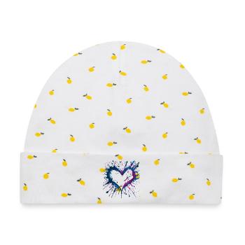 Von Key West inspirierte Heart dark - Baby Premium Organic Mütze - Weiß/Zitronengelb - Vorne