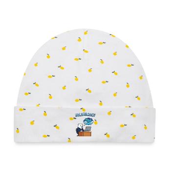 Urlaubsreif Eisbär am Schreibtisch - Baby Premium Organic Mütze - Weiß/Zitronengelb - Vorne