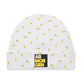 Ab Morgen Blockbuchstaben Gelb Beige - Baby Premium Organic Mütze - Weiß/Zitronengelb - Vorne