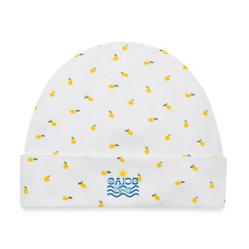 Gaios Paxos Sonne und Wellen - Baby Premium Organic Mütze - Weiß/Zitronengelb - Vorne