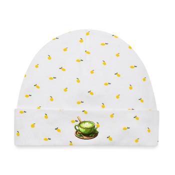 Matcha Tee - Baby Premium Organic Mütze - Weiß/Zitronengelb - Vorne