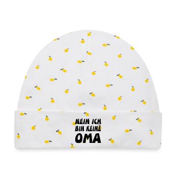 Oma - Baby Premium Organic Mütze - Weiß/Zitronengelb - Vorne