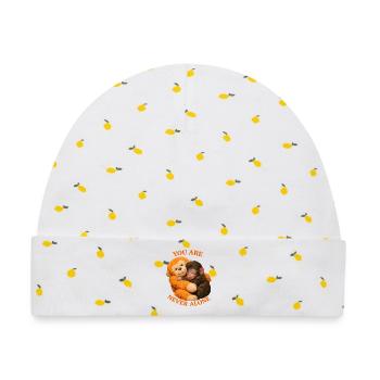 Baby Affe Punch mit Plüschaffen You're never alone - Baby Premium Organic Mütze - Weiß/Zitronengelb - Vorne