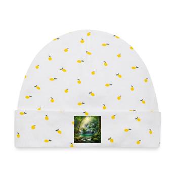 Wasserfall der Träume - Baby Premium Organic Mütze - Weiß/Zitronengelb - Vorne