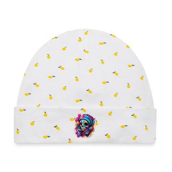 Farbenfroher Skull Street Kunstkarneval - Baby Premium Organic Mütze - Weiß/Zitronengelb - Vorne