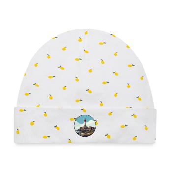 Bretonischer Leuchtturm am Meer - Baby Premium Organic Mütze - Weiß/Zitronengelb - Vorne