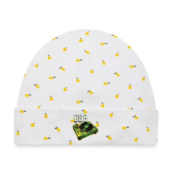 Dub Reggae Plattenspieler - Baby Premium Organic Mütze - Weiß/Zitronengelb - Vorne