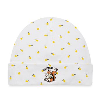 Cozy Tennis Club,  cute squirrel Tennis Shirt - Baby Premium Organic Mütze - Weiß/Zitronengelb - Vorne