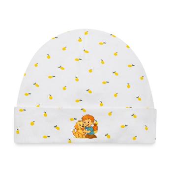 Fluffy und der glückliche Freund – Emotionale Bindung - Baby Premium Organic Mütze - Weiß/Zitronengelb - Vorne