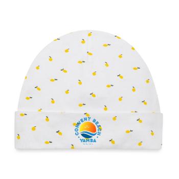 Convent Beach Yamba Sonnenuntergang - Baby Premium Organic Mütze - Weiß/Zitronengelb - Vorne
