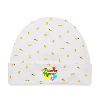 Flower Power  - Baby Premium Organic Mütze - Weiß/Zitronengelb - Vorne