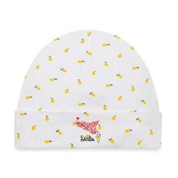 Sizilien  - Baby Premium Organic Mütze - Weiß/Zitronengelb - Vorne