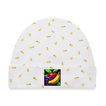 Geometrische Fruchtcollage aus Ductape - Baby Premium Organic Mütze - Weiß/Zitronengelb - Vorne