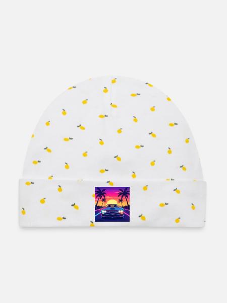 Neon Sunset Drive - Baby Premium Organic Mütze - Weiß/Zitronengelb