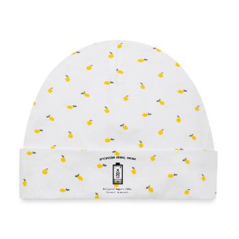 Neural Energy Backprint – Minimalist Aesthetic - Baby Premium Organic Mütze - Weiß/Zitronengelb - Vorne