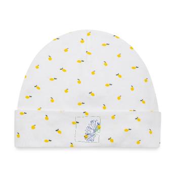 Kornblume minimalistisch - Baby Premium Organic Mütze - Weiß/Zitronengelb - Vorne