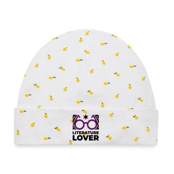 Literature Lover Brille Text - Baby Premium Organic Mütze - Weiß/Zitronengelb - Vorne