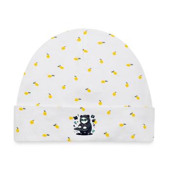 Panda Hacker im Neon-Hoodie - Baby Premium Organic Mütze - Weiß/Zitronengelb - Vorne