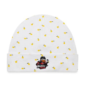 Ente Hockey Maskottchen - Baby Premium Organic Mütze - Weiß/Zitronengelb - Vorne