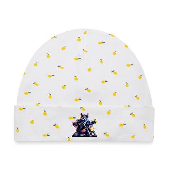 Neon Biker Wolf Motorradtier - Baby Premium Organic Mütze - Weiß/Zitronengelb - Vorne