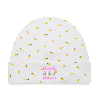 Back Mausi – Lustiges Geschenk Backen & Konditorin - Baby Premium Organic Mütze - Weiß/Zitronengelb - Vorne