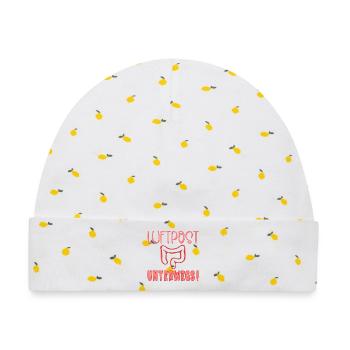 Blähungen Luftpost Darm - Baby Premium Organic Mütze - Weiß/Zitronengelb - Vorne