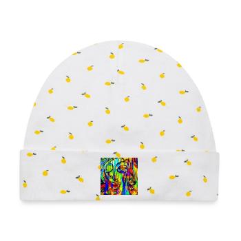 Farbmuster Face-Abstract - Baby Premium Organic Mütze - Weiß/Zitronengelb - Vorne
