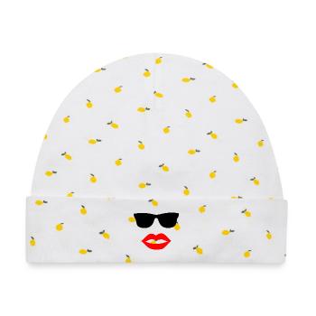 Sonnenbrille - Baby Premium Organic Mütze - Weiß/Zitronengelb - Vorne
