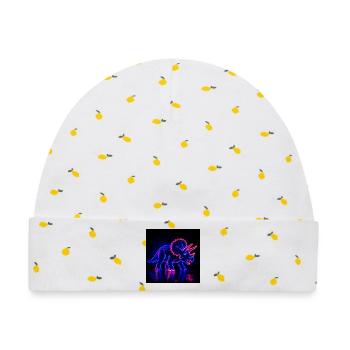 Neon Triceratops Neon Light - Baby Premium Organic Mütze - Weiß/Zitronengelb - Vorne
