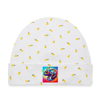Chamäleon - Baby Premium Organic Mütze - Weiß/Zitronengelb - Vorne