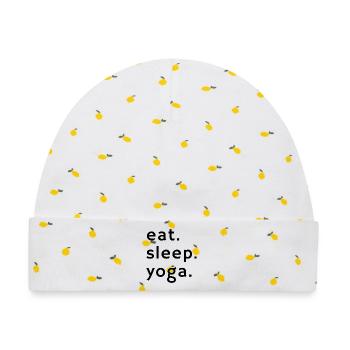 Eat. Sleep. Yoga. – The Yoga Life - Baby Premium Organic Mütze - Weiß/Zitronengelb - Vorne