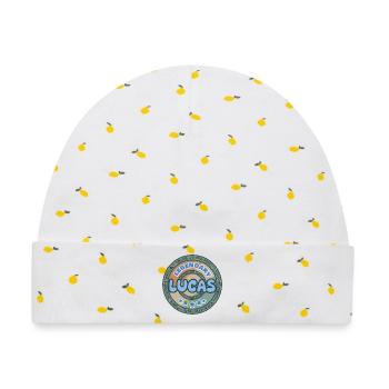 Spruch Lucas - Baby Premium Organic Mütze - Weiß/Zitronengelb - Vorne