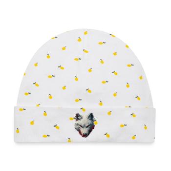 Wolf-Design - Baby Premium Organic Mütze - Weiß/Zitronengelb - Vorne