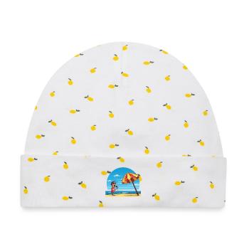 Strandgesang unter Sonnenschirm - Baby Premium Organic Mütze - Weiß/Zitronengelb - Vorne