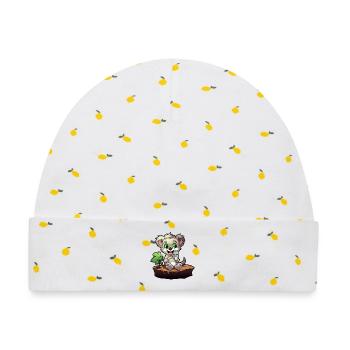 Kleiner Koala am Baumstumpf - Baby Premium Organic Mütze - Weiß/Zitronengelb - Vorne