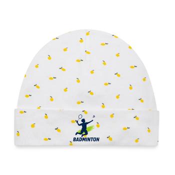 Badminton Kids Tshirt design - Baby Premium Organic Mütze - Weiß/Zitronengelb - Vorne