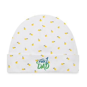 No.1 Dad – Handlettering - Baby Premium Organic Mütze - Weiß/Zitronengelb - Vorne