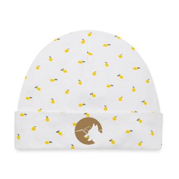 Schäferhund Silhouette im Kreis - Baby Premium Organic Mütze - Weiß/Zitronengelb - Vorne