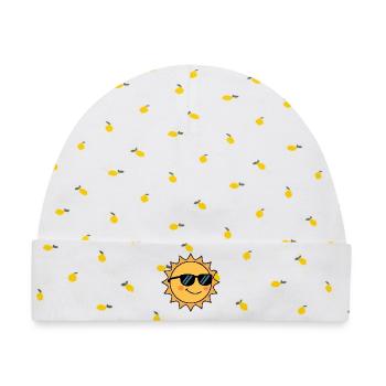 lachende Sonne süßes lächeln mit Sonnenbrille - Baby Premium Organic Mütze - Weiß/Zitronengelb - Vorne