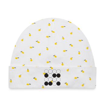 Kreisgitter-Design - Baby Premium Organic Mütze - Weiß/Zitronengelb - Vorne