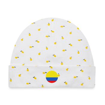 Kolumbien-Runde Flagge - Baby Premium Organic Mütze - Weiß/Zitronengelb - Vorne