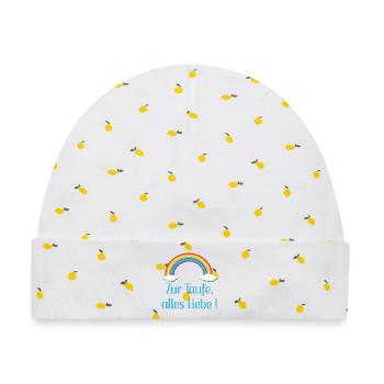Baby Taufe Glückwünsche - Baby Premium Organic Mütze - Weiß/Zitronengelb - Vorne