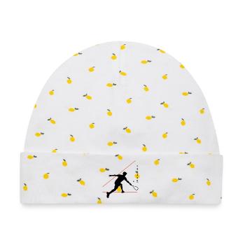 Squash Silhouette mit Neonlinien - Baby Premium Organic Mütze - Weiß/Zitronengelb - Vorne
