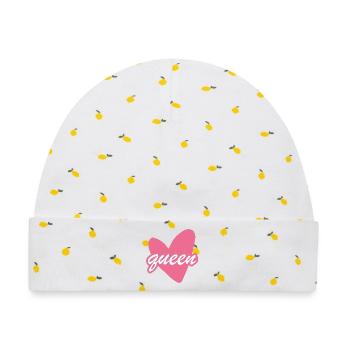 Queen Heart Script Herz Girl - Baby Premium Organic Mütze - Weiß/Zitronengelb - Vorne